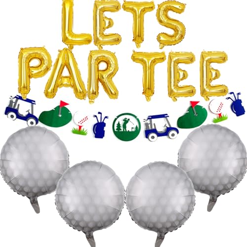Gold Golf Party Balloons Decorations - Let's Partee Banner & Foil Balloons