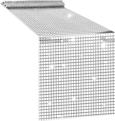 12 x 72 Inch Silver Glitter Disco Table Runner - Party Decor