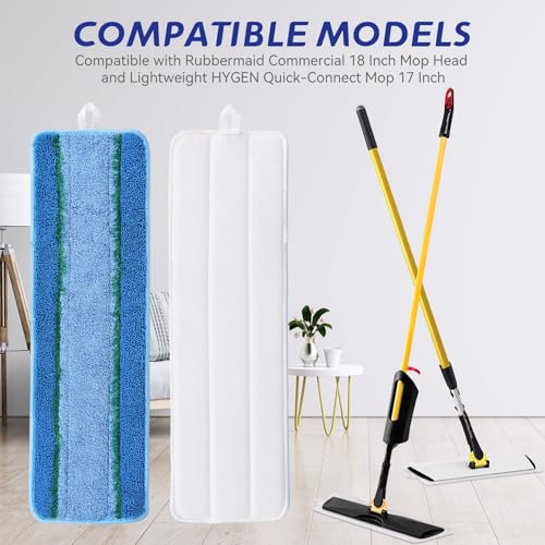 Sgizoku Blue Microfiber Mop Pads - 2 Pack for Rubbermaid 18" & 17" Mops