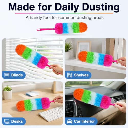 20-Inch Rainbow Microfiber Hand Duster for Home, Office & Car