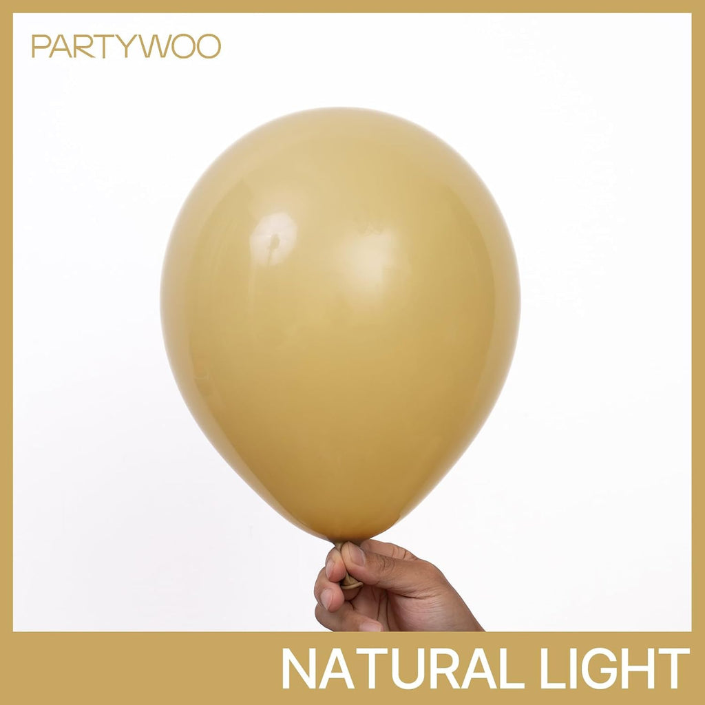 PartyWoo Tan Balloons - 50pcs 12 Inch Light Brown Latex Helium Balloons for Weddings & Baby Showers