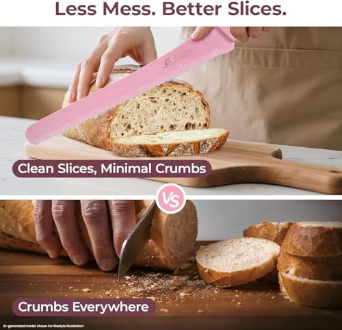 CoquusAid Double Serrated Bread Knife - 11.6 Inch Crusty Bread Slicer