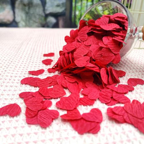 Red Heart Confetti - 1 Inch Biodegradable Crepe Paper for Weddings & Parties - 1000 Count