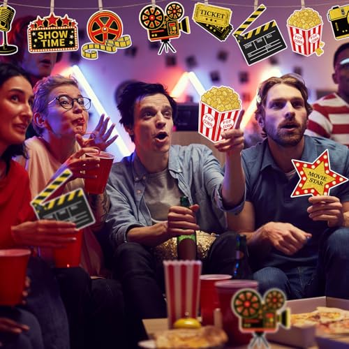 40-Piece Movie Night Decorations Set - Large Red Carpet Theme Party Cutouts