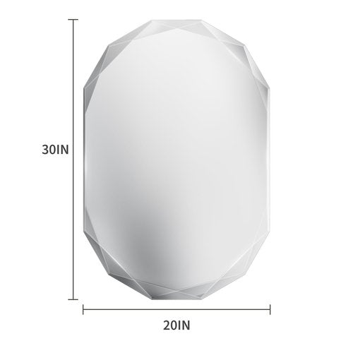 Suidia Bathroom Mirror, 20"x 30" Wall Mirror, Frameless Bathroom Mirror with Beveled Edge for Bedroom, Living Room, Entryway, Hallway, Oval Shape