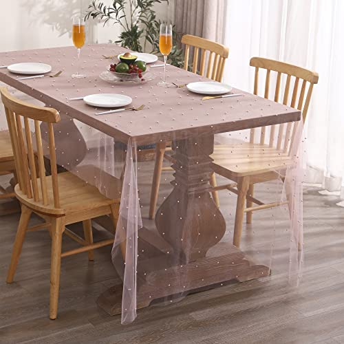 Pink Pearl Gauze Tablecloth 55 x 70 Inch Wedding Party Decor