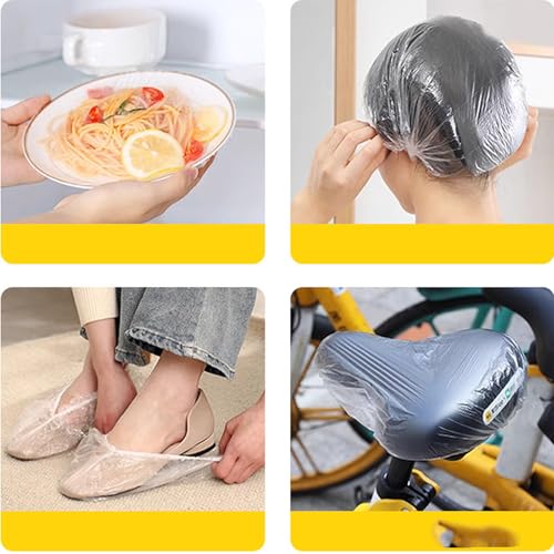 MISSJOJIAY 100 PCS Disposable Shower Caps Thickened Waterproof Plastic Hair Bath Caps 20.5"