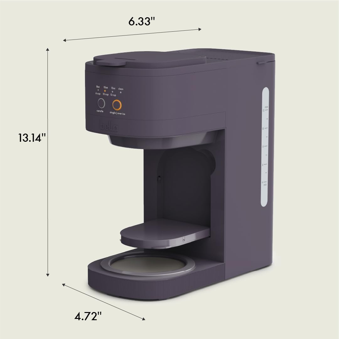 BELLA VersaBrew Coffee Maker - 2-in-1 K-Cup Compatible with Iced Coffee Function | 60oz Tank, Plum