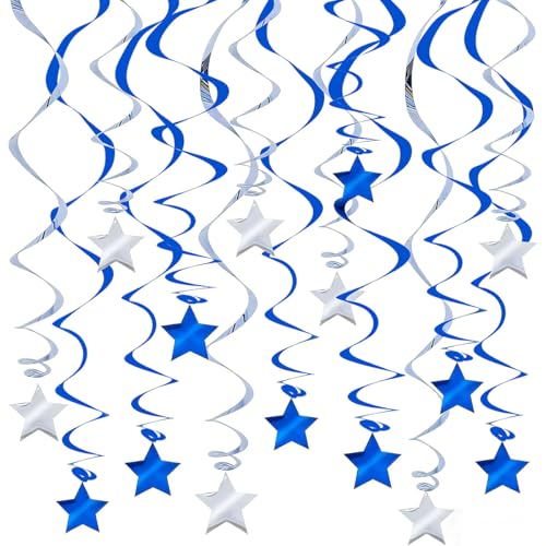 2026 Graduation Hanging Swirls - 32 Pack Blue & Silver Decor