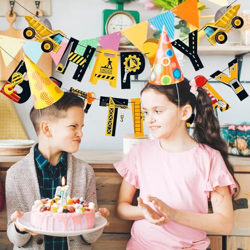 Construction Birthday Banner with Dump Truck Garland - Pre-Assembled Party Decor