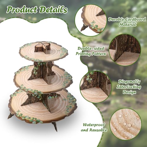Woodland Cupcake Stand - 3-Tier Rustic Dessert Display for Baby Showers