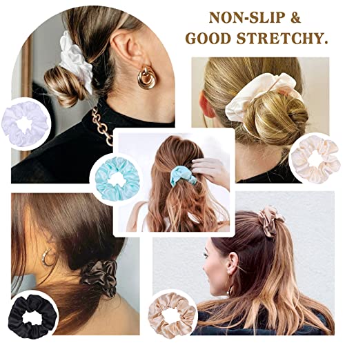 JOACHIO 12-Piece Satin Hair Scrunchies Soft Elastic Hair Ties Set