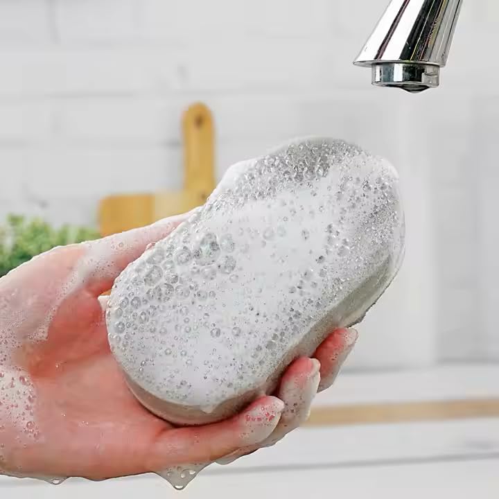 Non-Scratch Scrubbing Sponges - Reusable Cleaning Pads, Gray