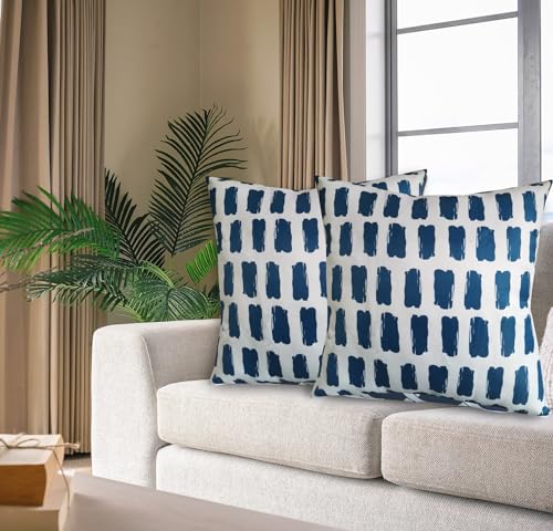 Classic Blue Geometric Throw Pillow Cover – 17x17 Inch Accent