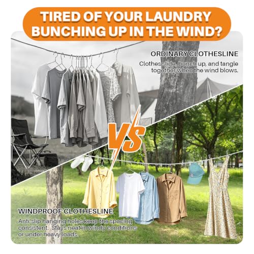 Aurosturt Portable Clothesline, 12.5 FT Travel Laundry Line with 12 Clips
