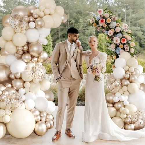 Champagne Gold Balloon Arch Kit - 143Pcs for Birthday & Wedding Decor