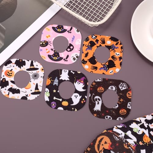 25pcs Halloween Sensor Patches for Dexcom G7, Waterproof Breathable Adhesive Over Cover Tape Stickers CGM Monitor Overpatches with 5 Spooky Holiday Designs