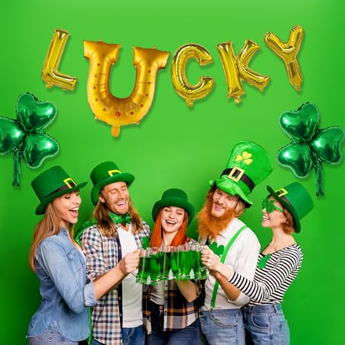 St. Patrick's Day LUCKY Balloon Banner with Shamrock Foil Balloons
