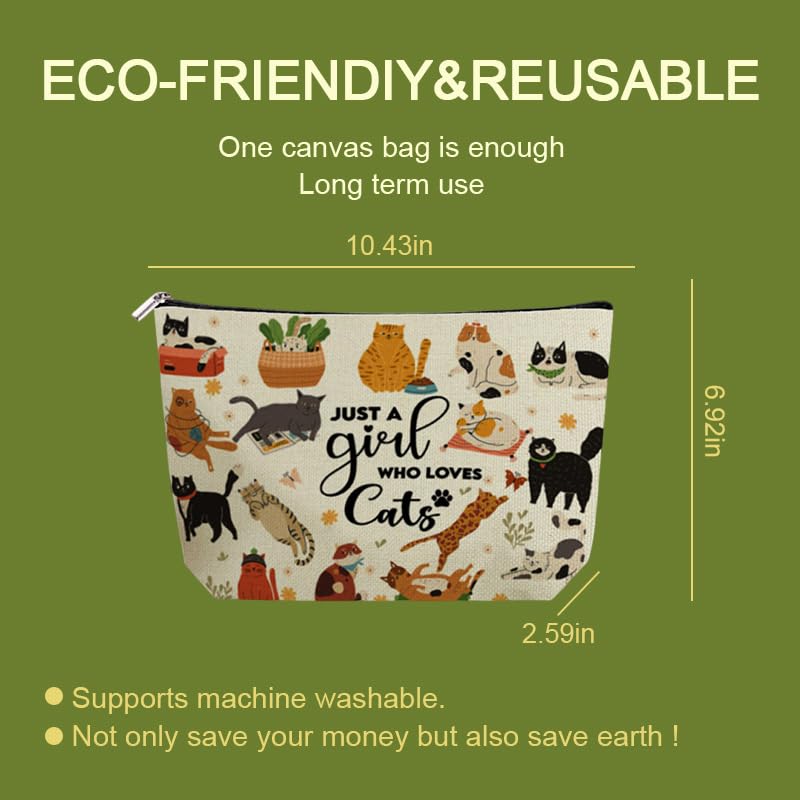Yreamont Cat Print Makeup Bag Cute Cosmetic Pouch for Women and Cat Lovers