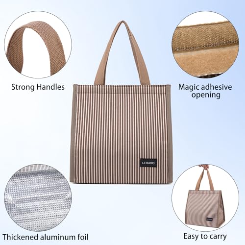 Insulated Lunch Bag for Work - Waterproof Pink & White Tote