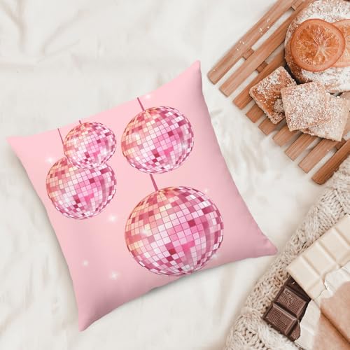 Pink Disco Ball Pillow Cover - 18x18 Retro Y2K Room Decor