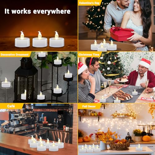 12 Pack LED Tea Lights - Flameless Battery Operated Candles