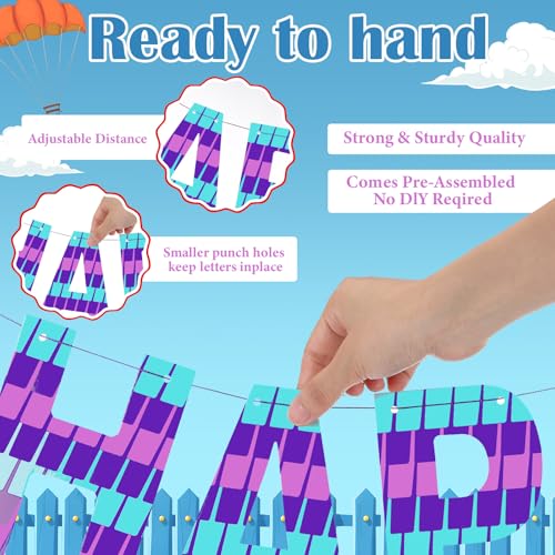 VitalCozy Video Game Happy Birthday Banner - Pre-Strung Party Decoration