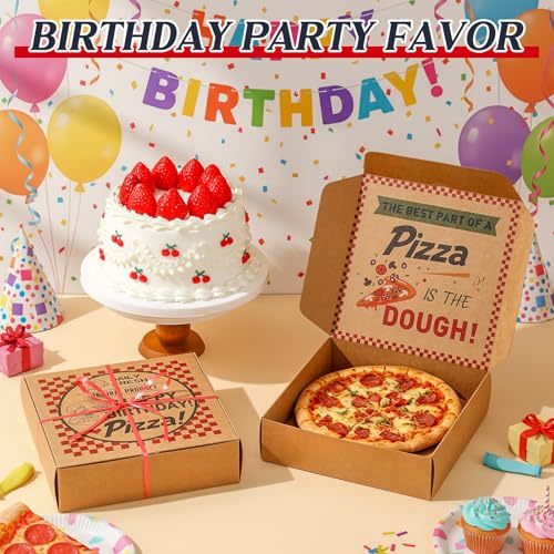 Birthday Pizza Money Gift Box Set - 7x7 Inch Kraft Paper (Pack of 2)