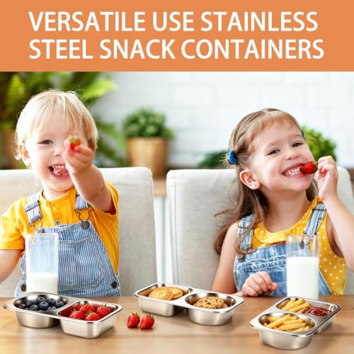 Luckboat Orange Stainless Steel Kids Snack Containers 14oz Reusable Lunch Box