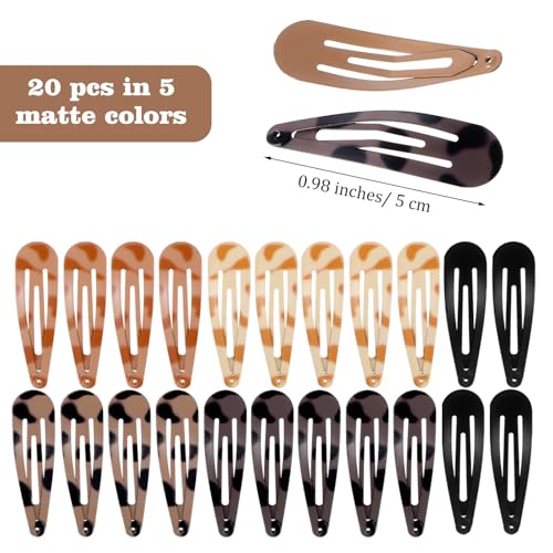Bremorou 20 Pcs Metal Snap Hair Clips No-Slip Waterdrop Barrettes