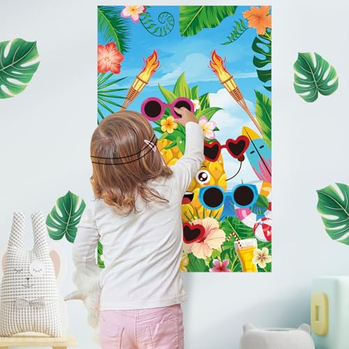 Hooqict Luau Party Game - Pin the Sunglasses on the Pineapple