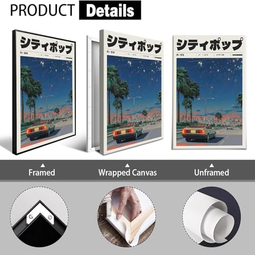 Vintage Music Style Canvas Poster - Retro Japan Car Anime Art 8x12in