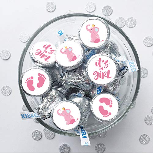 It's a Girl Pink Chocolate Drop Label Stickers - 180 Pack for Baby Shower Favors