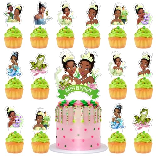 Princess Frog Cake Decorations Set - 25 Pcs for Tiana Birthdays