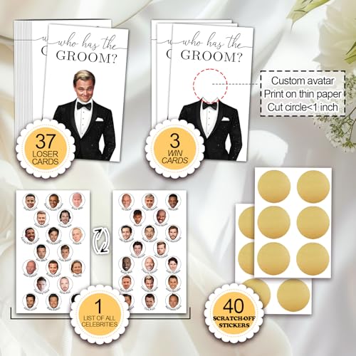 Who Has the Groom Scratch Off Game - Bridal Shower Fun for 41 Guests (Black03)