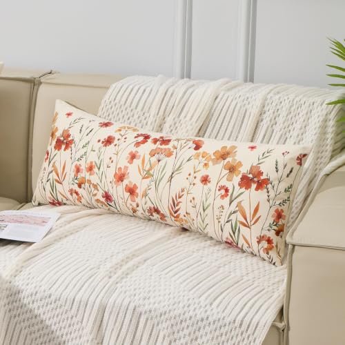 Baccessor Floral Fall Long Pillow Cover 14x36 Inch - Autumn Sofa Throw Case