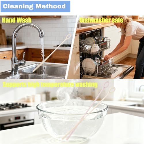4PCS Reusable Silicone Straw Cleaner Brushes - Pink & Beige