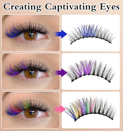 ValueBargain Colored Lash Clusters 120 Pcs Multi-Colored Silk Eyelashes