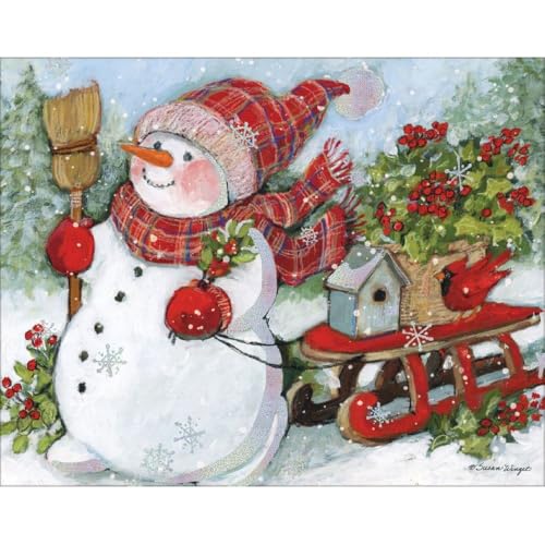 Christmas Greeting Cards Set with Envelopes - Festive Snow & Evergreen Design