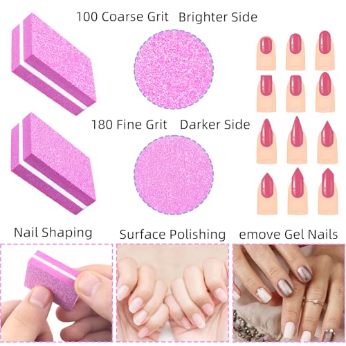 50 Pack Mini Nail Buffers 100/180 Grit Double-Sided Nail Files and Buffing Blocks for Acrylic and Natural Nails