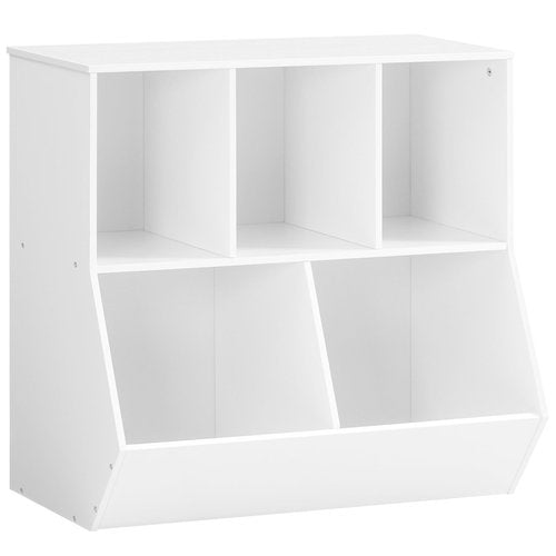 HOOBRO Kids Bookshelf, Bookcase Footboard, 31.5" L Toy Storage Cubby, Children's Toy Shelf, Toy Storage Cabinet, Fit for Children's Room, Playroom, Hallway, Kindergarten, White WT328CW01
