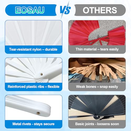 Large Handmade Rave Hand Fan - Foldable, Durable & Clacking