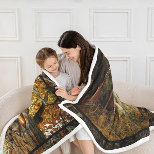 Erosebridal Pheasant Hunting Sherpa Blanket - Multi 15 Twin 60x80