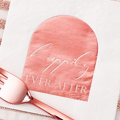 Happily Ever After Rose Gold Foil Cocktail Napkins - 50 Count