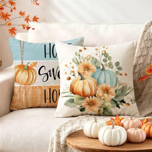 NIGHTWISH Fall Pillow Covers, 18x18 Set of 4, Thanksgiving Cushion Cases