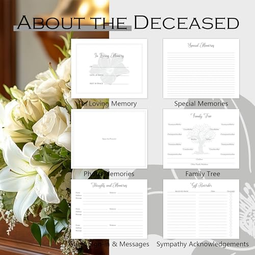 In Loving Memory Funeral Guest Book Set with Table Sign & Pen