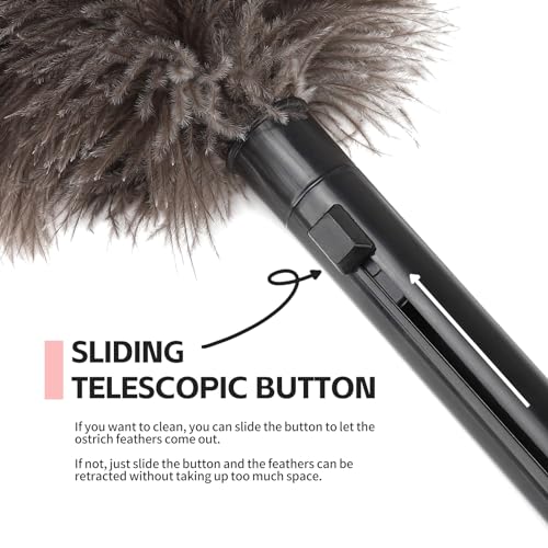 Retractable Ostrich Feather Duster, 15in Eco-Friendly Cleaning Tool