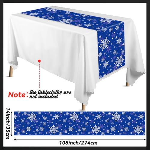 6 Pcs Winter Snowflake Table Runners - Royal Blue Holiday Decor