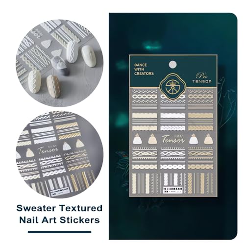 CEWEWP 5D Embossed Winter Knitted Nail Stickers Christmas Sweater Decals