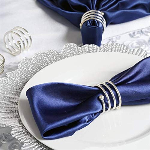 Silver Napkin Rings Set of 6 - Metal Holders for Holiday Decor